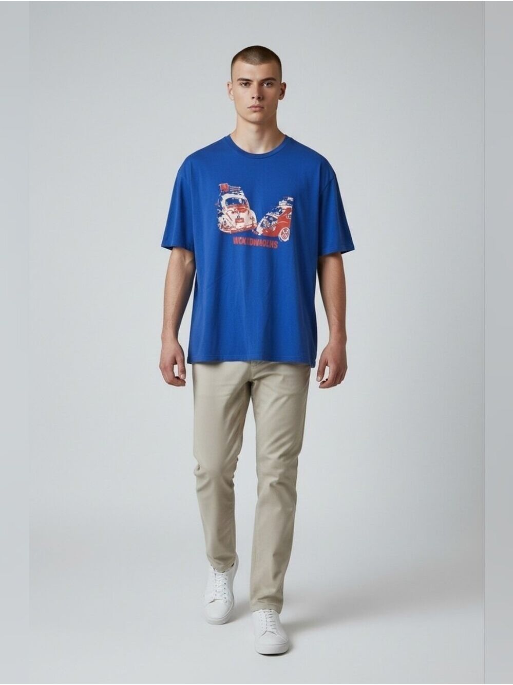 VW Volkswagen Wicked Wagen Graphic Blue Short Sleeve Tee Tshirt